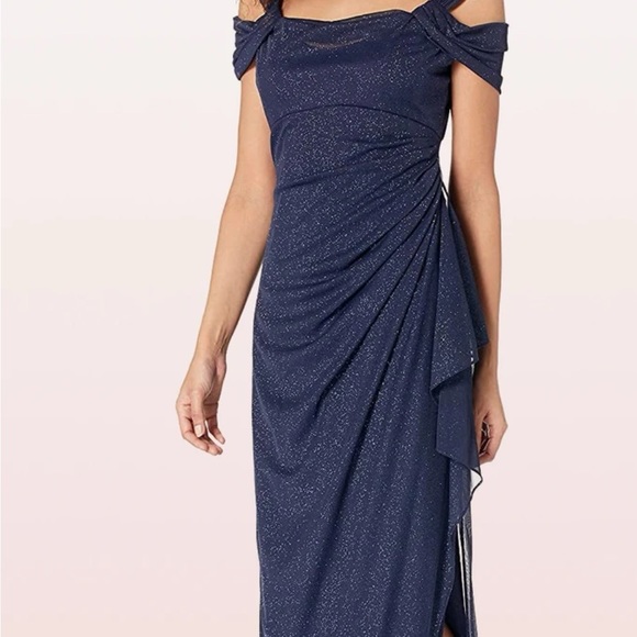 Alex evenings Modern Sheath Off-the-shoulder Sequins Sleeveless Bridesmaid prom - Picture 6 of 7